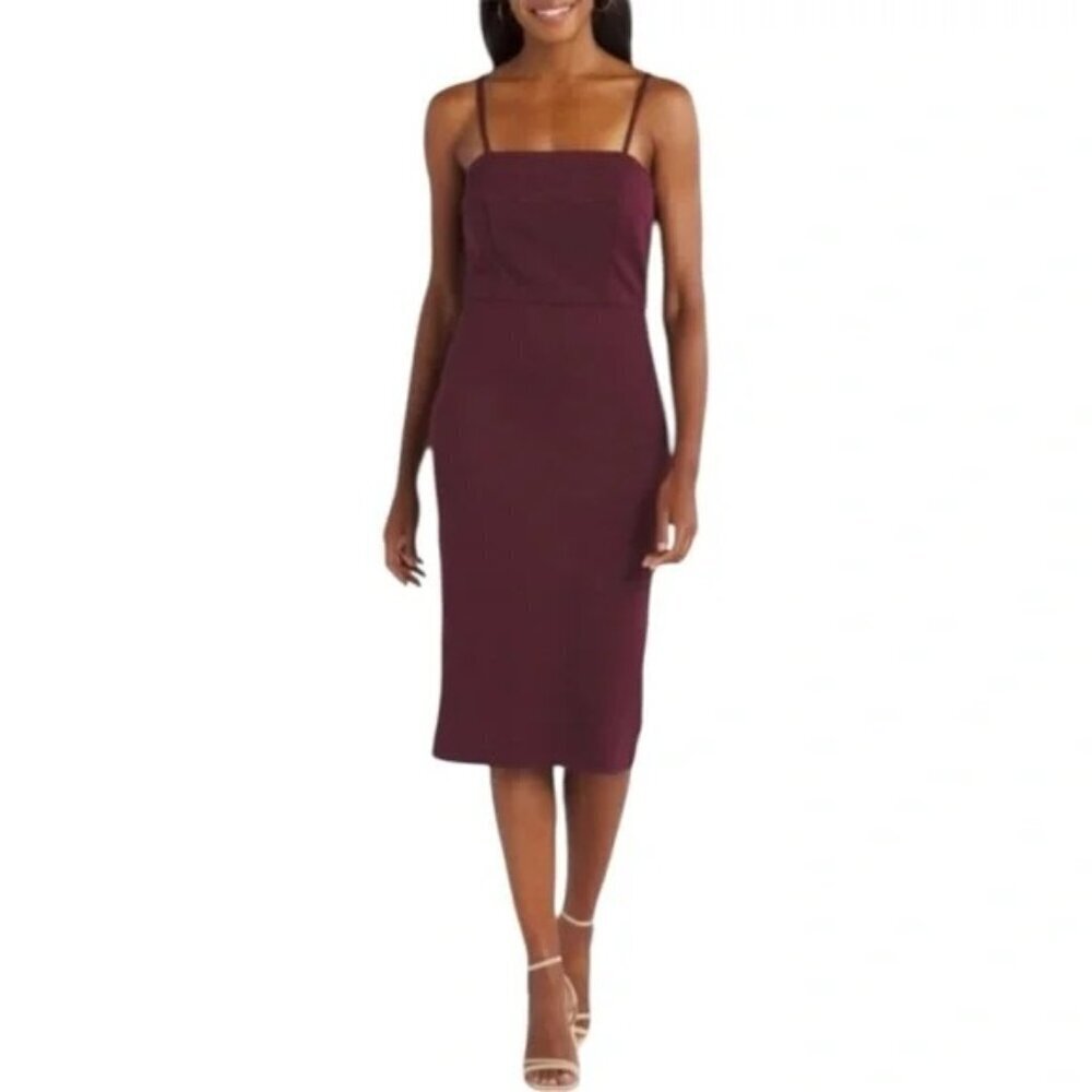 Nine Britton Women's Midi Scallop Pop Over Dress Merlot Size 1X NWT